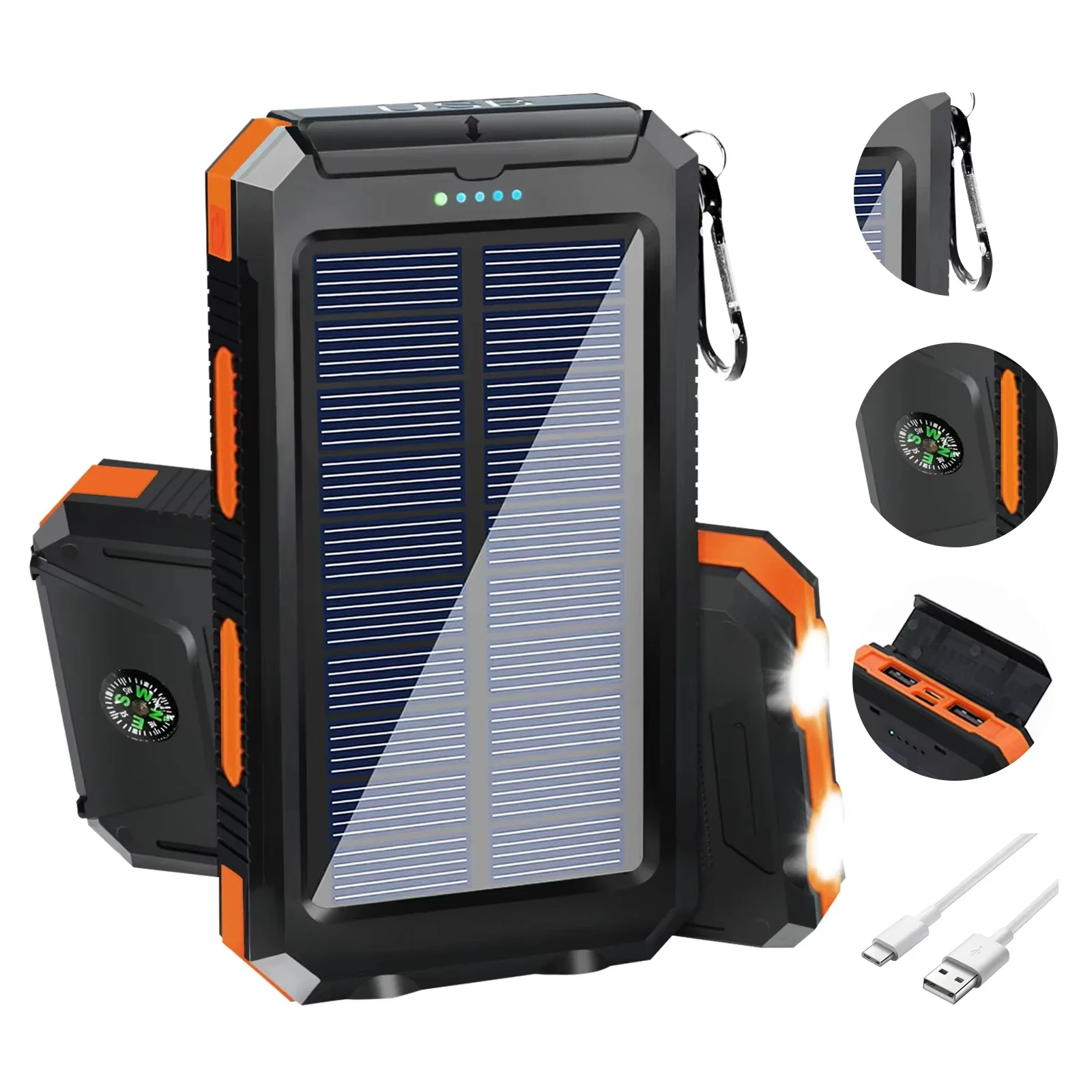 Solar Emergency Charger - Su Geçirmez Güneş Enerjili Powerbank 20000mAh